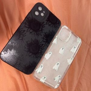 Black Holographic Sunflower & Clear Ghost Phone Case Combo - Bundle (2 cases)